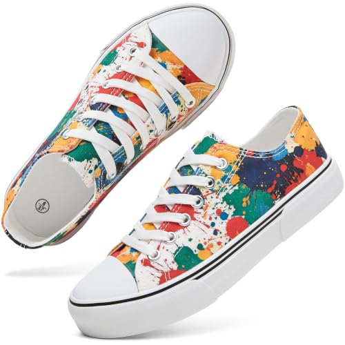 Image of hash bubbie White Sneakers for Women Low Top Canvas Shoes Womens Canvas Sneakers Women's Fashion Sneakers Slip on Casual Tennis Shoes