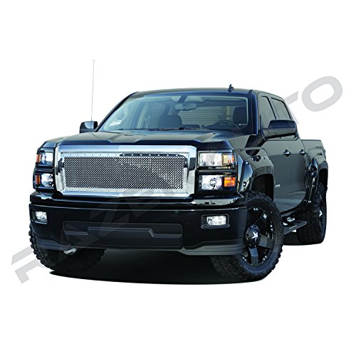 Razer Auto Chrome Rivet Studded Frame Mesh Grille Complete Factory Replacement Grille Shell For 2014-2015 Chevy Silverado 1500 #TOP3