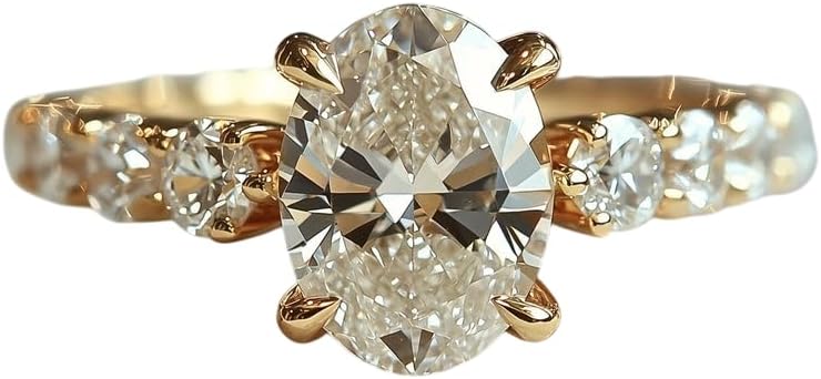 Stunning 2 CT moissanite Ring - The Celestine: 2CT Oval Cut Moissanite Ring, Elegant Engagement Promise Wedding Rings For Women & Gift For Women
