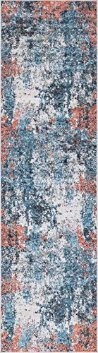 Rugs.com Leipzig Collection Runner Rug – 10 Ft Runner Multi Low-Pile Rug Perfect for Hallways, Entryways