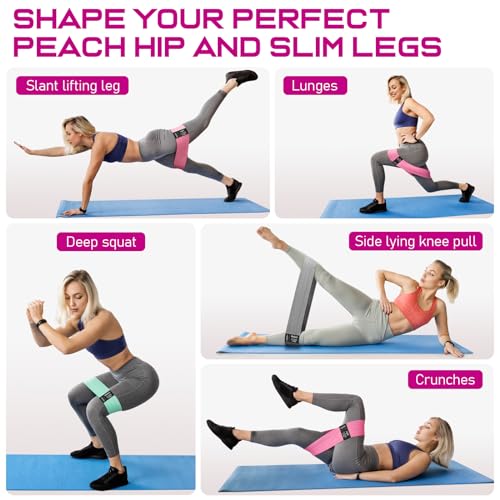 Image of Walito Resistance Bands for Legs and Butt,Exercise Bands Set Booty Bands Workout Bands Hip Bands Wide Sports Fitness Bands Stretch Resistance Loops Band Anti Slip Elastic (Set 2)
