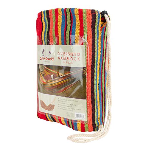 Castaway Living Large Red Multicolor Stripe Brazilian Double Hammock with Matching Storage Bag, Designed in The USA, Perfect for Backyard, Patio, Bedroom, Beach & More - Image 3