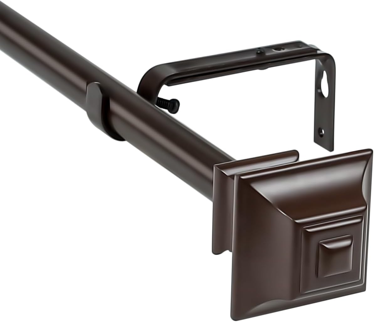 Urbanest 1-inch Diameter Pila Adjustable Single Drapery Curtain Rod, 28-inch to 48-inch, Bronze