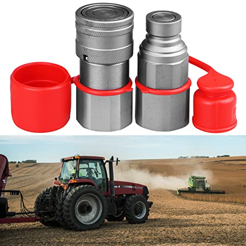 Image of 3 /4 inch NPT Skid Steer Bobcat Kubota Flat Face Hydraulic Quick Connect Coupler | Bobcat Skid Steer Hydraulic Couplers Quick Disconnect Couplings Interchange with 1 /2 inch ISO 16028 Body + 3 /4 inch NPT Thread