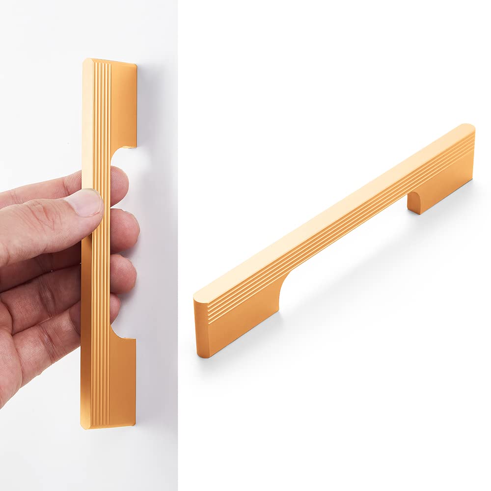 Photo 1 of **SILVER**LANPHY Cabinet Pulls, Cabinet Handle, Hardware Handle, Drawer Pulls, Drawer Handle, Aluminium Alloy Pulls, Line Unique Pulls, Cupboard Pulls, Kitchen Cabinet Pulls, Dresser Pulls (Gold, 3.77") 3.77" Hole Center SILVER