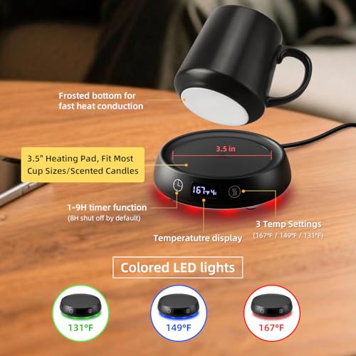 Image of Coffee Mug Warmer Set, Smart Heated Tea Coffee Cup Warmer for Desk Office