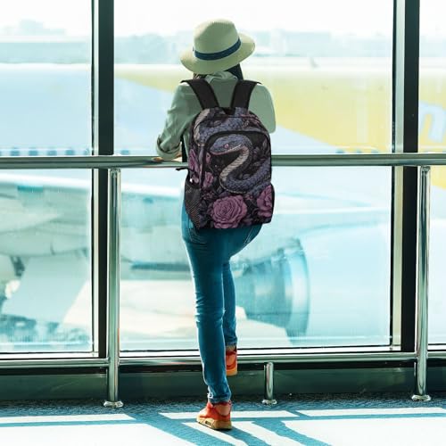 AIXIWAWA Lightweight Hiking Backpack Floral and Snake Print, Foldable Waterproof Daypack for Camping Travel3