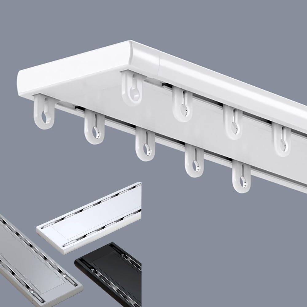 Tringle à rideaux double blanche de 2,4 m pour plafond