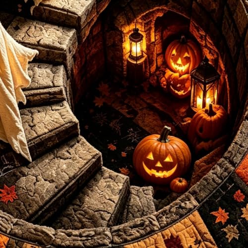 Alfombra ilusión de Halloween: transforma tu salón con decoración geométrica impactante 8