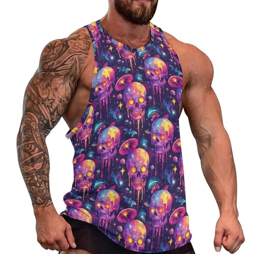 Vosery Camiseta sin mangas para hombre, diseño de calavera colorida, delgada, para entrenamiento, gimnasio, correr, sin mangas, Style-31, Large