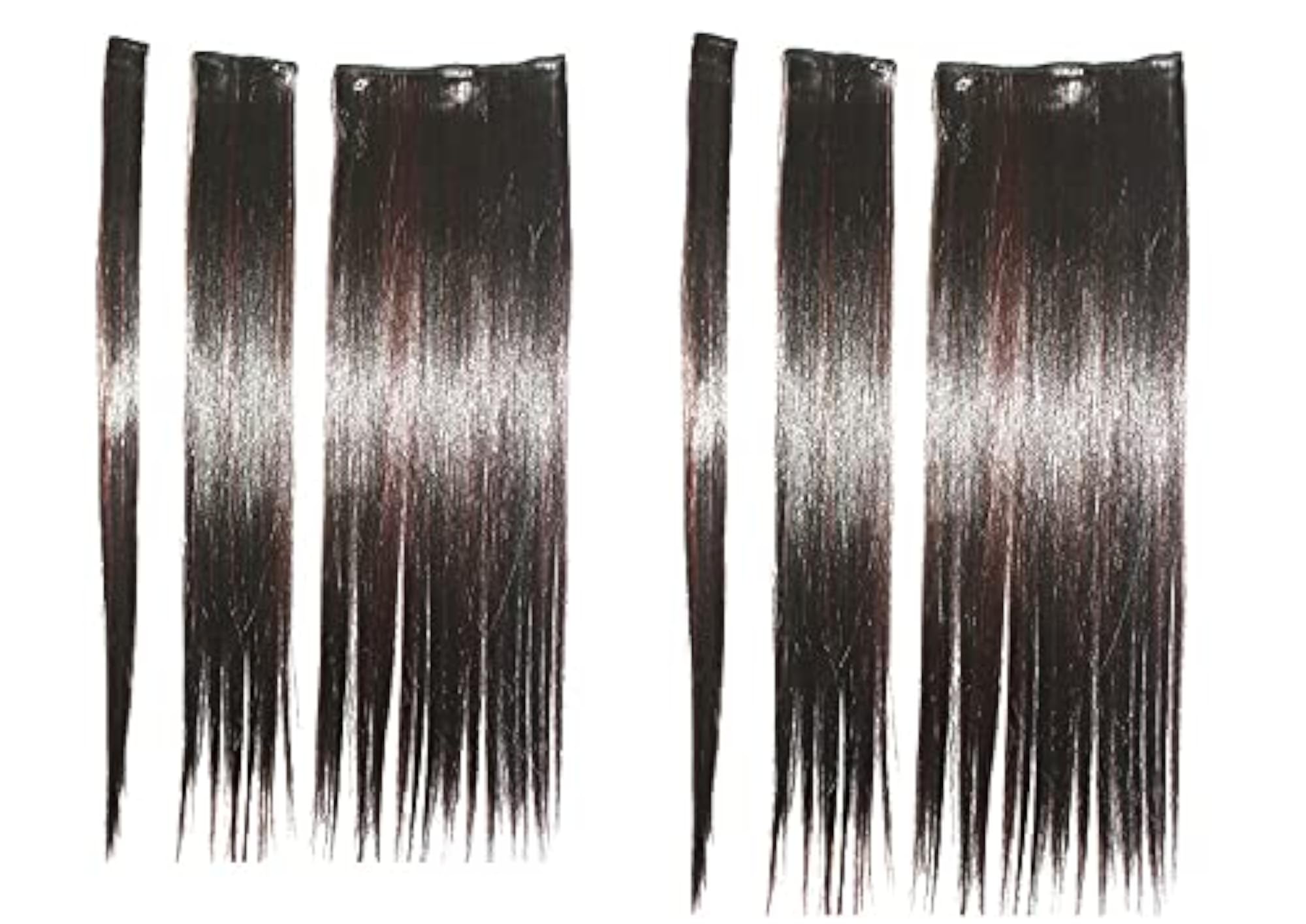 6pc Maroon & Black Silky Hair Extension Set