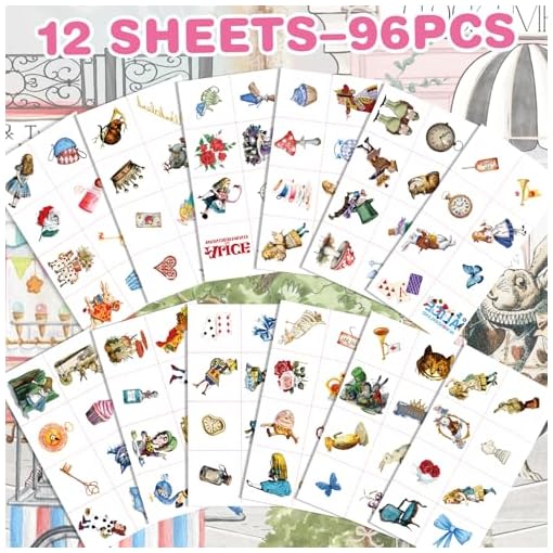 Alice in Wonderland Temporary Tattoos, 96pcs - Image 3