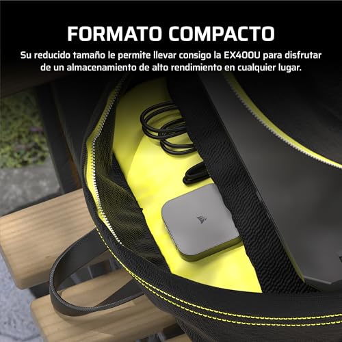 SSD externo 2TB CORSAIR EX400U USB4 portatil con cable USB-C gris 4