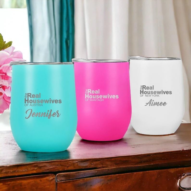 Real Housewives Wine Tumbler, Laser Engraved Real Housewives Wine Glass, Real Housewives Gifts, Custom Wine, Gifts for Mom, Housewives Party,Customized Name Tumbler,12oz Wine Tumbler,Pink - Image 3