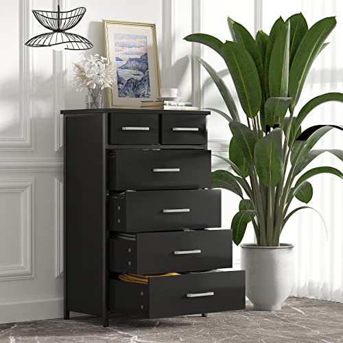 Ikeno 6 Drawer Tall Dresser With Sturdy Metal Frame, Industrial Drawer Chest For Bedroom, Clothes Storage Cabinet #TOP4