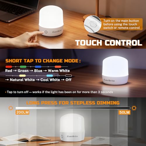 EverBrite E26 Rechargeable Light Bulbs, Remote & Touch Control, 2-Pack by EverBrite - Used condition - Image 4