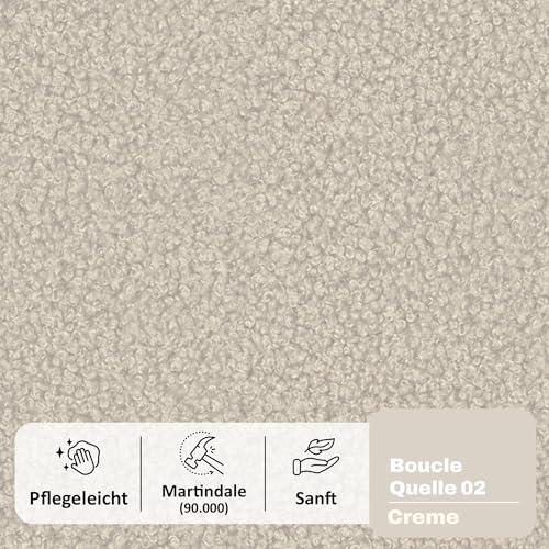 MOTIVENA Notti 3 Sitzer Sofa mit Bettfunktion, Schlafsofa 235 cm Breit, Klappsofa mit Schlaffunktion, Schlafsofa mit Bettkasten, Bettsofa mit Schlaffunktion, Boucle Sofa Beige (Creme) – Bild 5