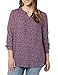 Amazon Essentials Women's Long-Sleeve Woven Blouse, Office Work Business Casual, Blue Burgundy Daisy, Medium