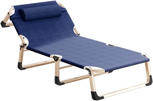 New Folding Bed Carrying 200kg Reusable Pillows Single Office nap Bed Bed Leisure Bed Blue