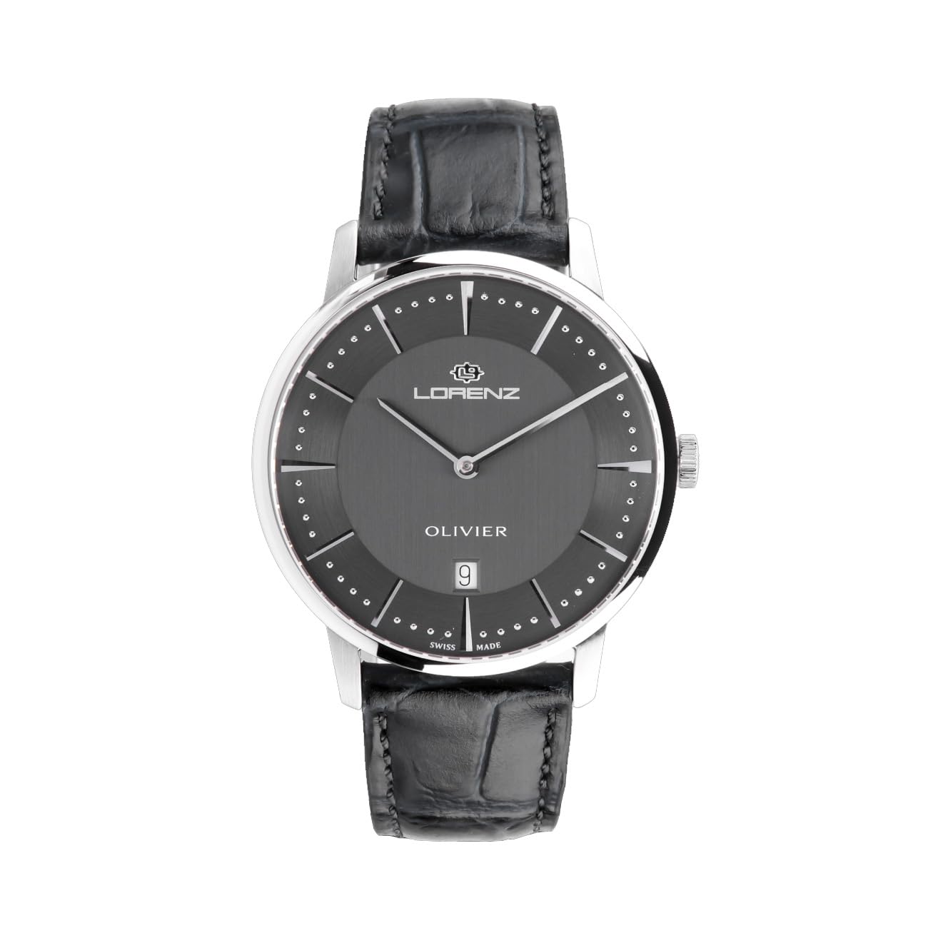 Lorenz - Orologio Classico Ultrapiatto da Uomo Swiss Made - Orologio al quarzo Modello Olivier 090016BB - Orologio con Cinturino in Pelle nero