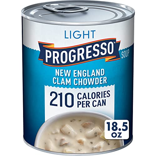 Image of Progresso Light New England Clam Chowder Soup, Gluten Free, 18.5 oz | 200 Calories per Can, 40% Fewer Calories Vs. Leading New England Clam Chowder, No Artificial Flavors or Colors