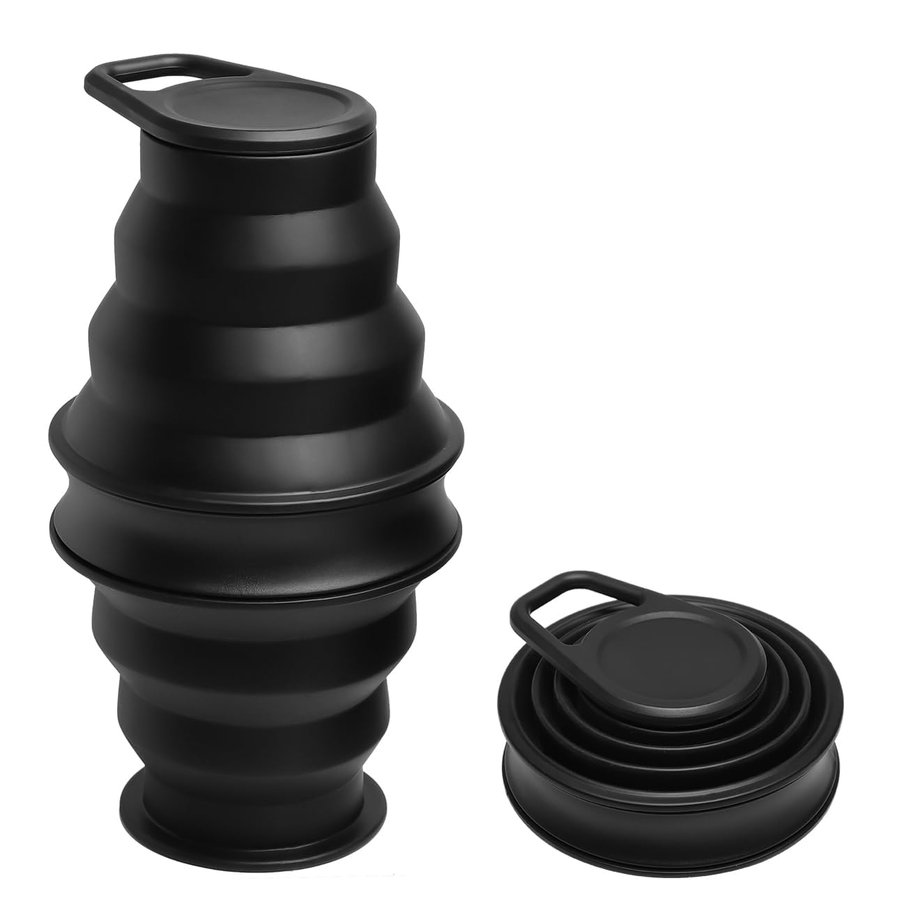 Opard Collapsible Water Bottles BPA Free Leak Proof Foldable Silicone Bottle with Anti-Collapse Ring for Travel Camping Hiking Running Sport