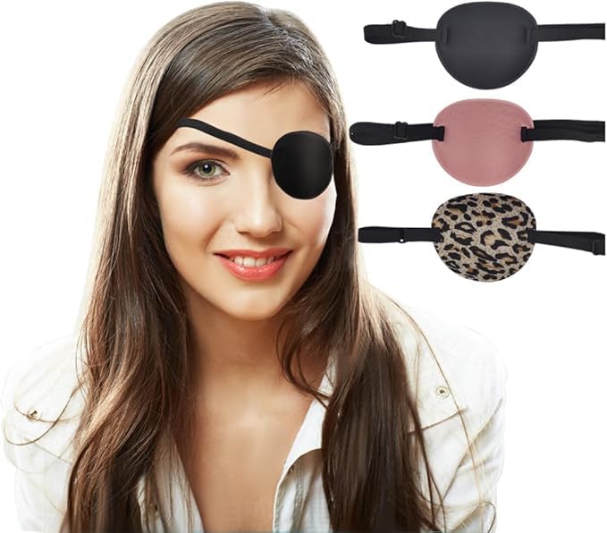 3PCS Eye Patch Medical Adjustable Eye Patches for Adults Treat Lazy Eye Left Right Eyes Cosplay Costume