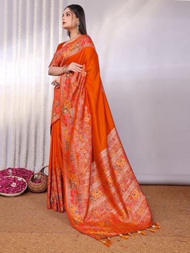 SWORNOF orange silk navratri saree – image 5