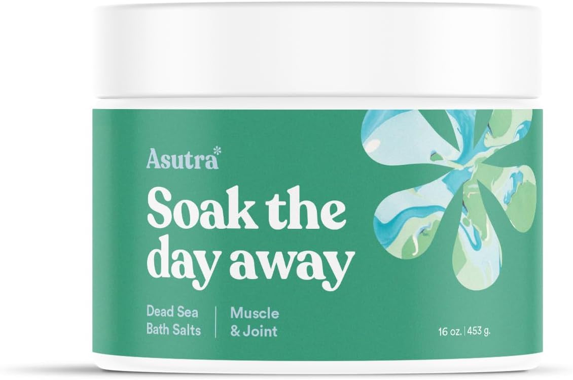 ASUTRA Dead Sea Bath Salts (Muscle & Joint), 16 oz – Soak in Rich & Vital Healing Minerals – Soften & Ease Sore Muscles with Eucalyptus, Peppermint, & Clary Sage Essential Oils