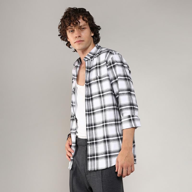 Image of CAHOOT Men's Brushed Buffalo Check Shirtfor Casual Wear | Spread Collar | Long Sleeve | Button Closure | Shirt Crafted with Comfort Fit for Everyday Wear
