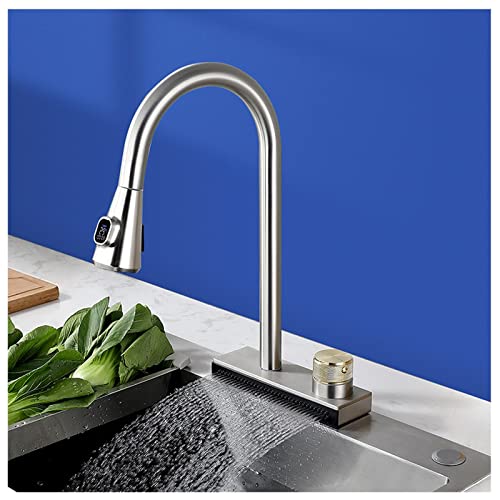 Grifo de cocina abatible de acero inoxidable monomando con rociador 7