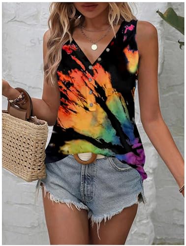 V Neck Tank Tops for Women Summer Casual Button Down Sleeveless T Shirts Casual Loose Tops Clothes Outfits3