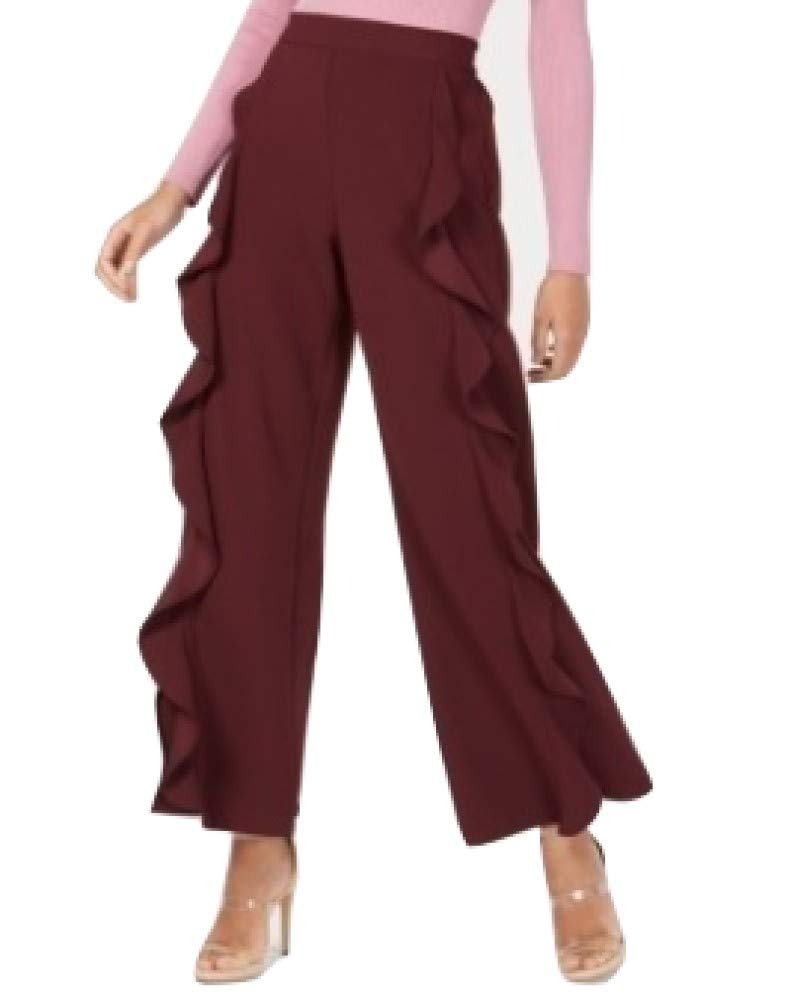 Bar III Ruffled Wide-Leg Pants Red Size Large