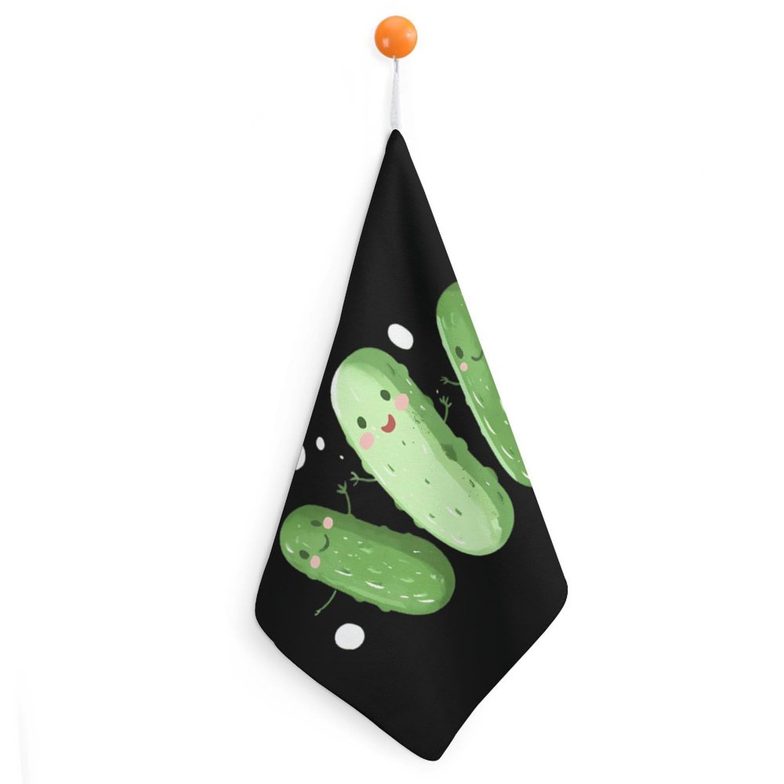 TXFBTRFSA Cute Cucumber Pickle Hand Towels with Hanging Loop Kitchen Towel Handkerchiefs Cleaning Cloths