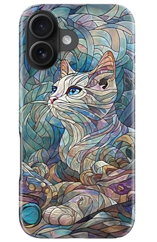 Image of Goodon for iPhone 16 Plus Case Cute - Wireless Charging Compatible - Dual-Layer Hard Shell + Silicone Cover - Protective Phone Case with Trendy Designs for Women - an Abstract Ragdoll Cat