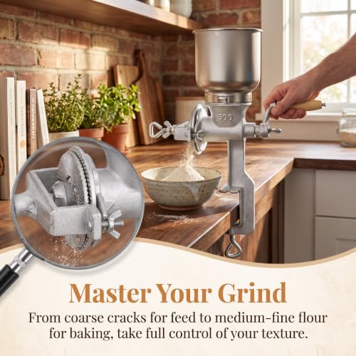 Image of NicBex Manual Grain Mill, 7.5lb Cast Iron Flour Mill Grinder (Silver）