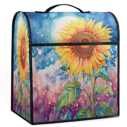 Coffee Maker Cover Watercolor Sunflower Flower Kitchen Appliance Covers Small Appliance Covers Blender Cover Juicer Cover Dust Covers for Kitchen Appliances with Top Handle and Pockets,Washable,C777