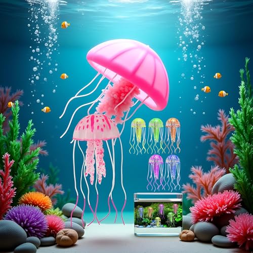 Image of GANPUB Pink Artificial Simulation Glowing Jellyfish Suitable for Fish Tank Aquarium Decoration Stable Aquarium Decor