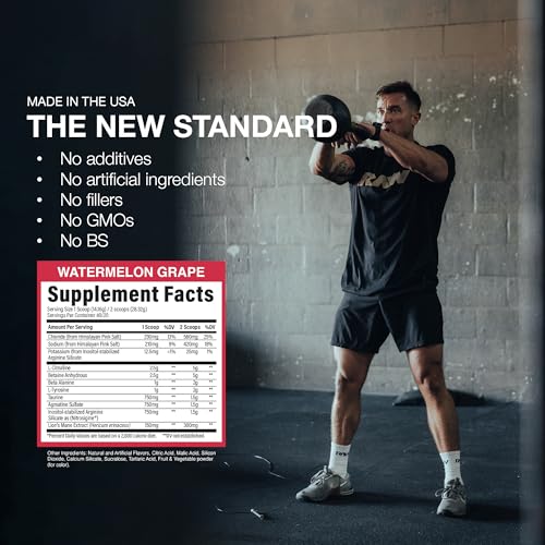 Image of RAW Pump Stim Free Pre Workout (Watermelon Grape) - Non-Stimulant Pre Workout Supplement Powder Nitric Oxide Booster - Pre Workout Supplements Drink for During Workout - 40 Servings