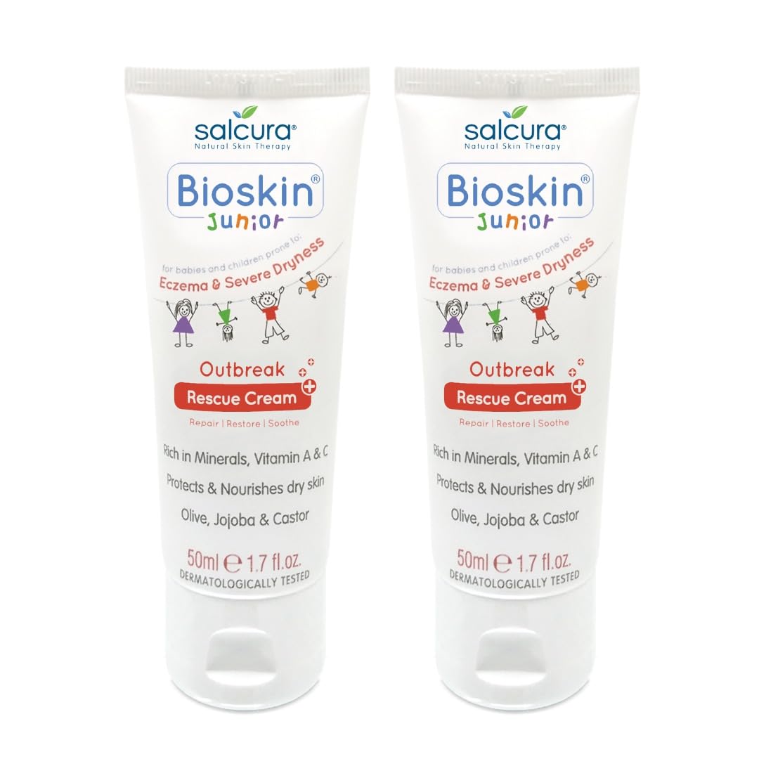 Salcura, Bioskin Junior Outbreak Rescue Cream, Packed With Natural Ingredients, Soothes Irritation, Nourish & Sooth Flakiness, Supports The Skin Back To Health, Value Bundle (2 x 50ml Pack)