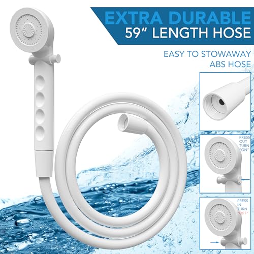Image of RV Exterior Shower Box Kit ABS Hose Camper Trailer Cowboy Shower (White)