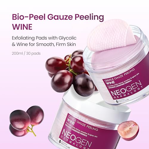 DERMALOGY by NEOGENLAB Bio-Peel Gauze Peeling Pads (Wine, 30 pads) - Exfoliating & Firming Peeling Pad with PHA & Red Wine & Resveratrol & Acid Hyaluronic - Korean Skin Care - Thumbnail 2