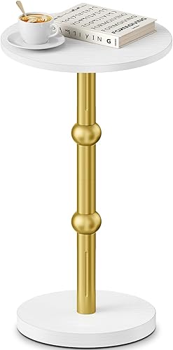 Miniatura 13 de Mesa de bebidas, pequeña mesa auxiliar redonda para espacios pequeños, mesas auxiliares redondas modernas con patas de metal, mesas de centro con