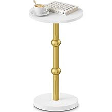 Drink Table, Small Round Side Table for Small Spaces, Modern Accent Round End Tables with Metal Leg, Thickened Wood Pedestal Coffee Tables for Living Room, Bedroom, Narrow Corners,Sofa Couch