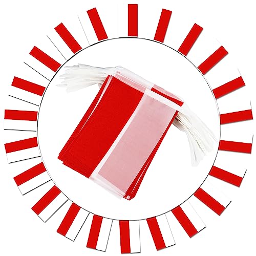Image of Poland String Flag Pennant Banner - 38 Flags, 42 Feet Small Mini Polish Flags Bunting Banner for Country Decoration, School, Party, Sports Events