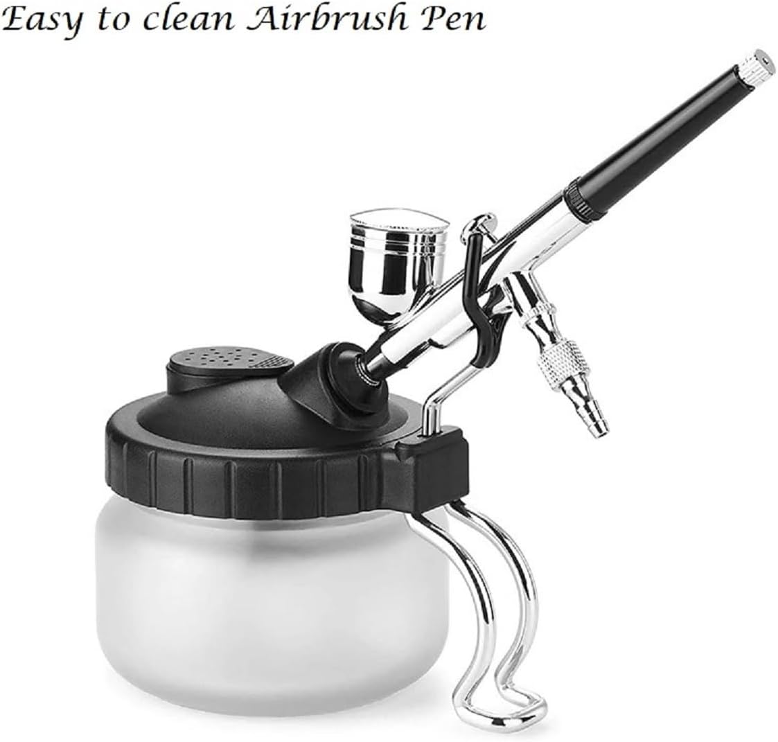 Airbrush Cleaning Kit with 400ml Glass Jar – Includes Holder, Brushes, Needles & Filters – Spray Gun Cleaner Tool for Models, Painting & Airbrush Maintenance