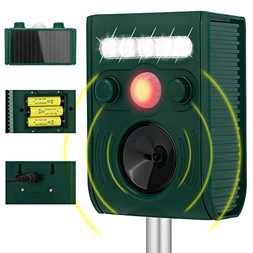 Fierre Shann Ultrasonic Animal Repeller with Solar Powered Waterproof Outdoor, Motion PIR...