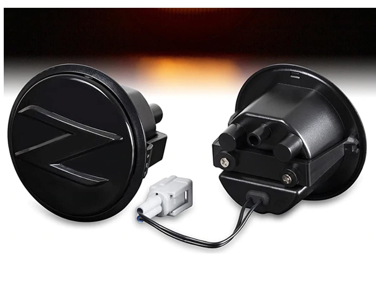Kit de intermitentes laterales de LED, naranja dinámica secuencial, lente ahumada, compatible con Nissan 370Z 2009-2015, OEM 26165-1EK0A con signo Z