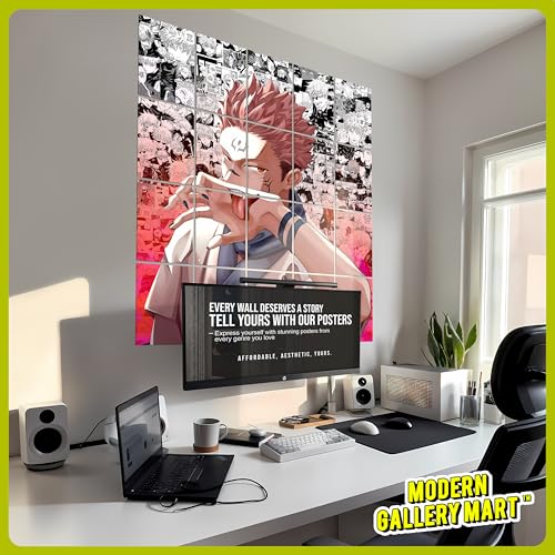 Image of MODERN GALLERY MART Pack of 20 Jujutsu Kaisen Ryomen Sukuna Manga Poster | A4 Size Anime Wall Art (8.3 x 11.7 inch) | Manga Posters with Glue Dots | Anime Poster for Bedroom, Living Room, Office
