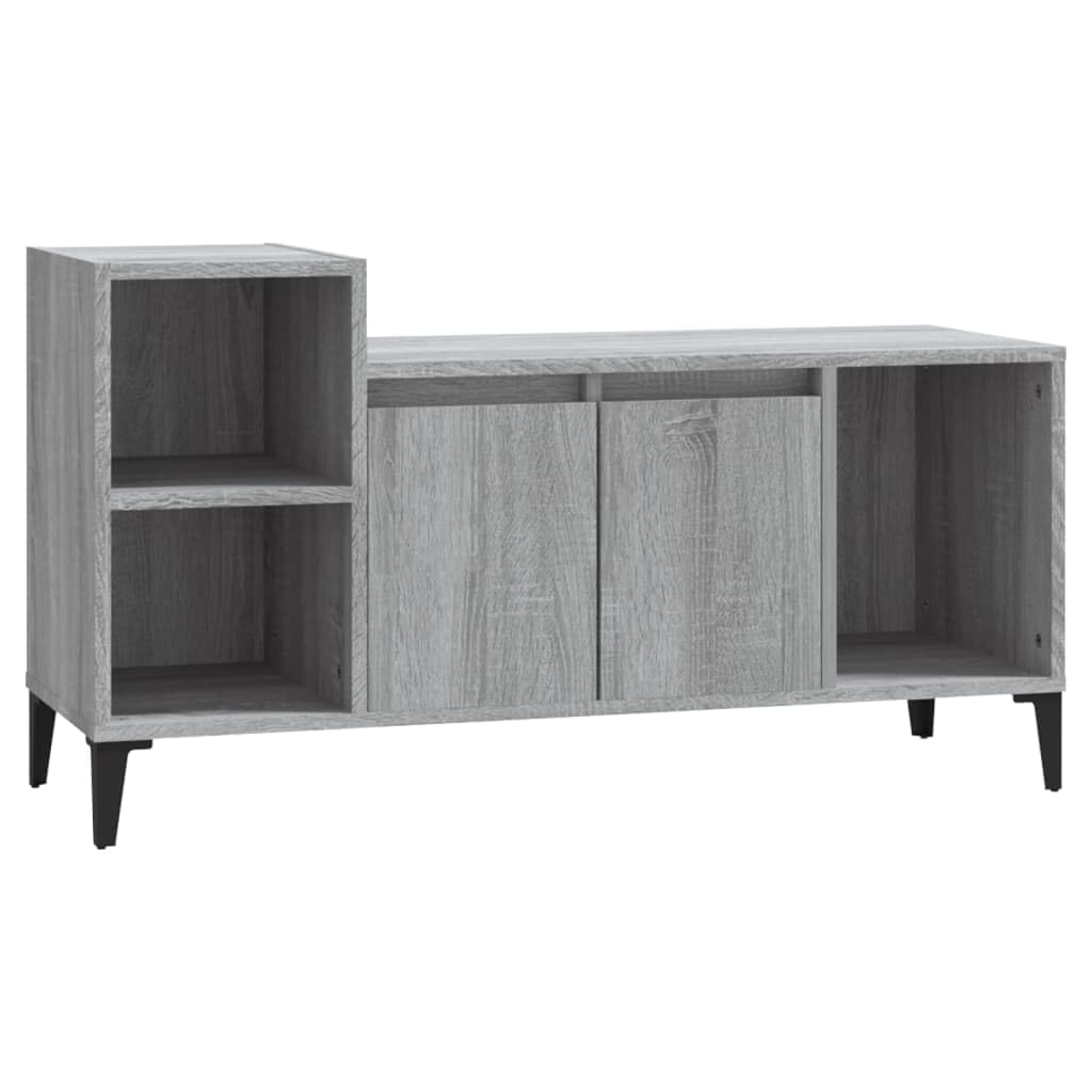 Fengshui Mobile TV grigio Sonoma, 100 x 35 x 55 cm, in legno | Con ante e scomparti, spazio per lettore DVD e console, supporto da parete incluso